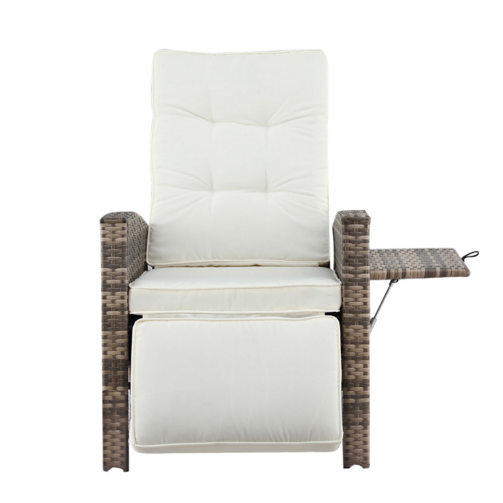 Gardeon Outdoor Recliner Chairs Sun lounge Wicker Lounger Patio Furniture Adjustable Brown-Furniture &gt; Outdoor &gt; Outdoor Chairs-PEROZ Accessories