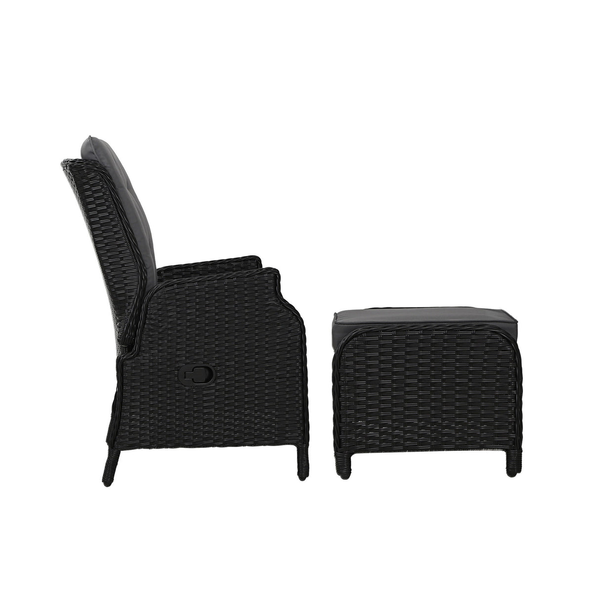 Gardeon Recliner Chair Sun lounge Wicker Lounger Outdoor Furniture Patio Adjustable Black-Sun Lounges-PEROZ Accessories