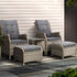 Gardeon 5PC Recliner Chairs Table Sun lounge Wicker Outdoor Furniture Adjustable Grey-Furniture > Outdoor > Outdoor Chairs-PEROZ Accessories