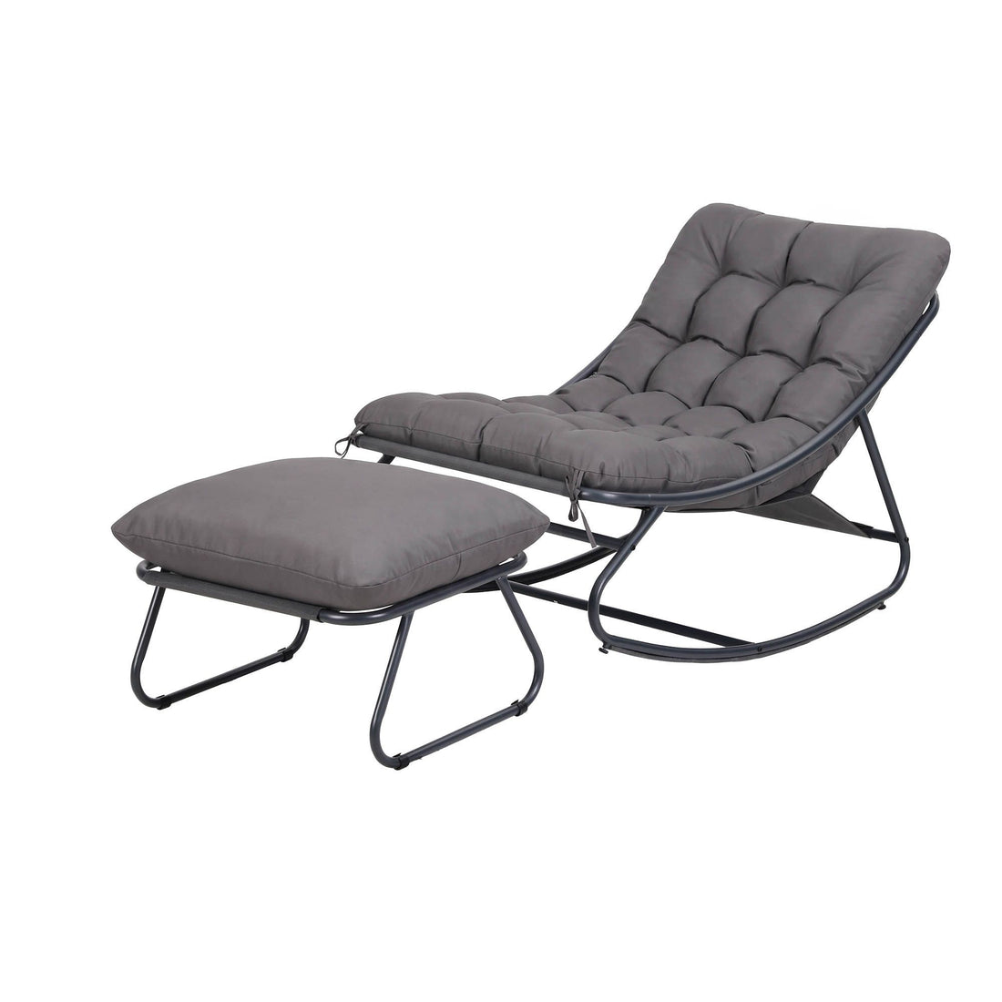 Gardeon Rocking Chair with Footrest Mesh Seat Cushion Outdoor Chairs Grey-Furniture > Outdoor > Outdoor Chairs-PEROZ Accessories