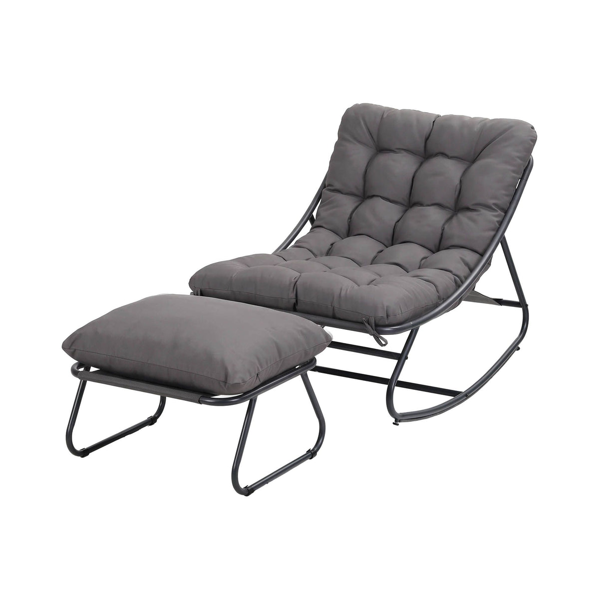 Gardeon Rocking Chair with Footrest Mesh Seat Cushion Outdoor Chairs Grey-Furniture > Outdoor > Outdoor Chairs-PEROZ Accessories