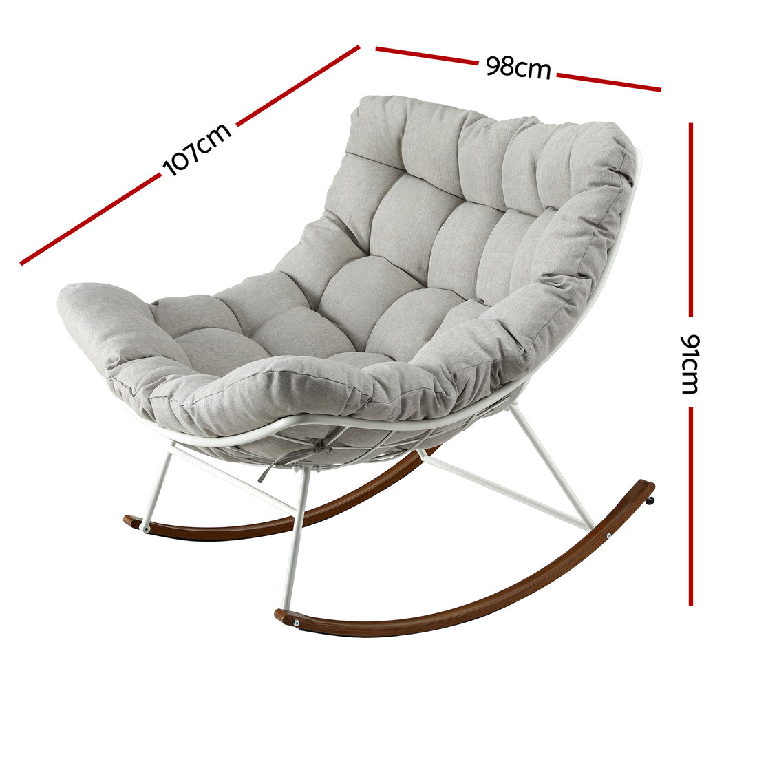 Gardeon Outdoor Rocking Chair Furniture Papasan Recliner Garden Patio Lounge Setting White-Furniture > Outdoor > Outdoor Chairs-PEROZ Accessories
