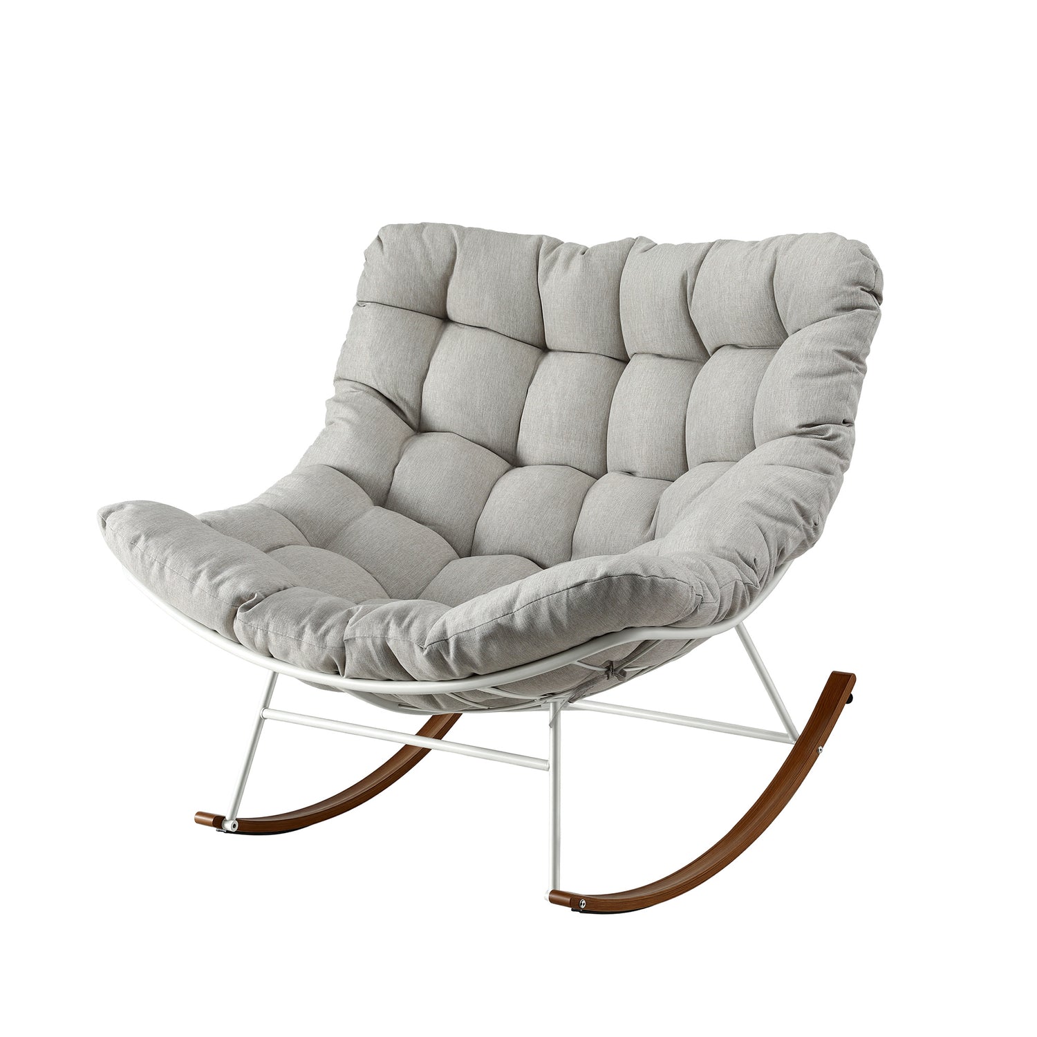 Gardeon Outdoor Rocking Chair Furniture Papasan Recliner Garden Patio Lounge Setting White-Furniture > Outdoor > Outdoor Chairs-PEROZ Accessories