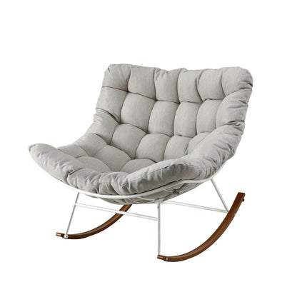 Gardeon Outdoor Rocking Chair Furniture Papasan Recliner Garden Patio Lounge Setting White-Furniture > Outdoor > Outdoor Chairs-PEROZ Accessories