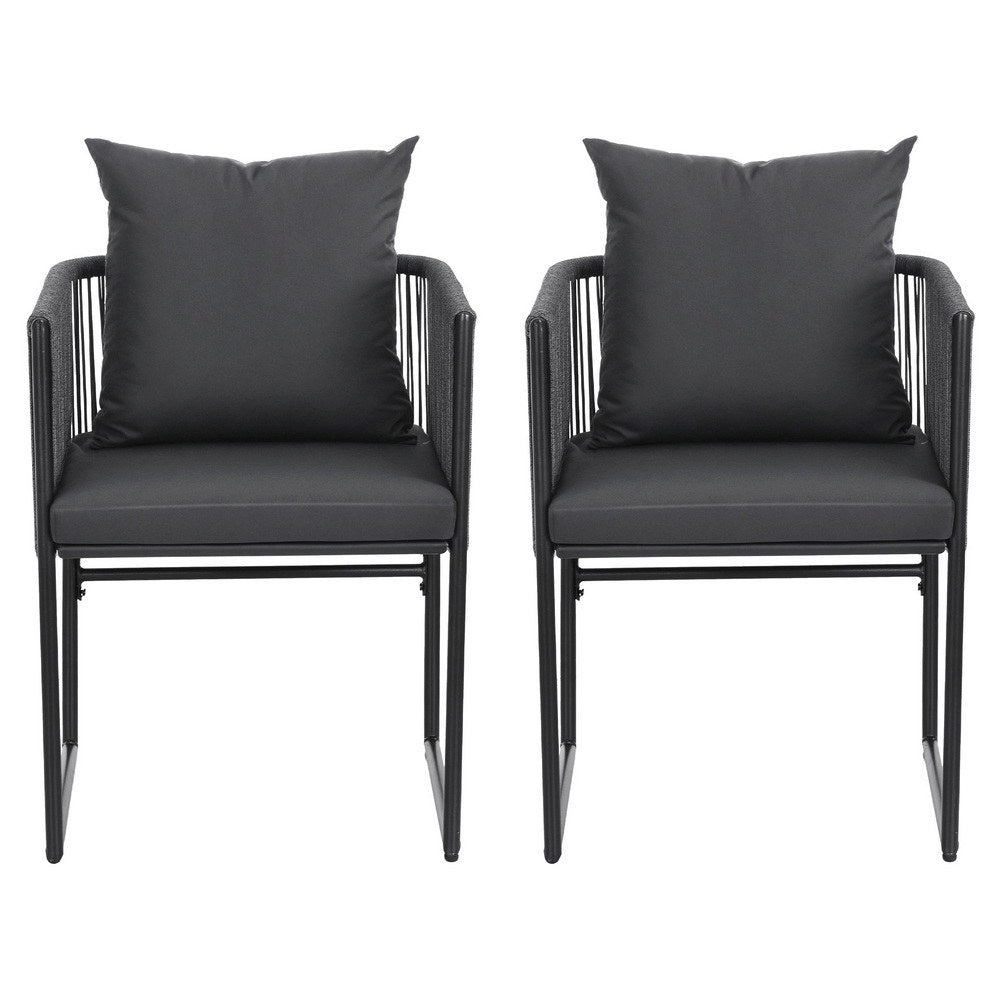 Gardeon 2PC Outdoor Dining Chairs Woven Rope Chair Patio Furniture Garden Steel-Furniture &gt; Outdoor &gt; Outdoor Chairs-PEROZ Accessories