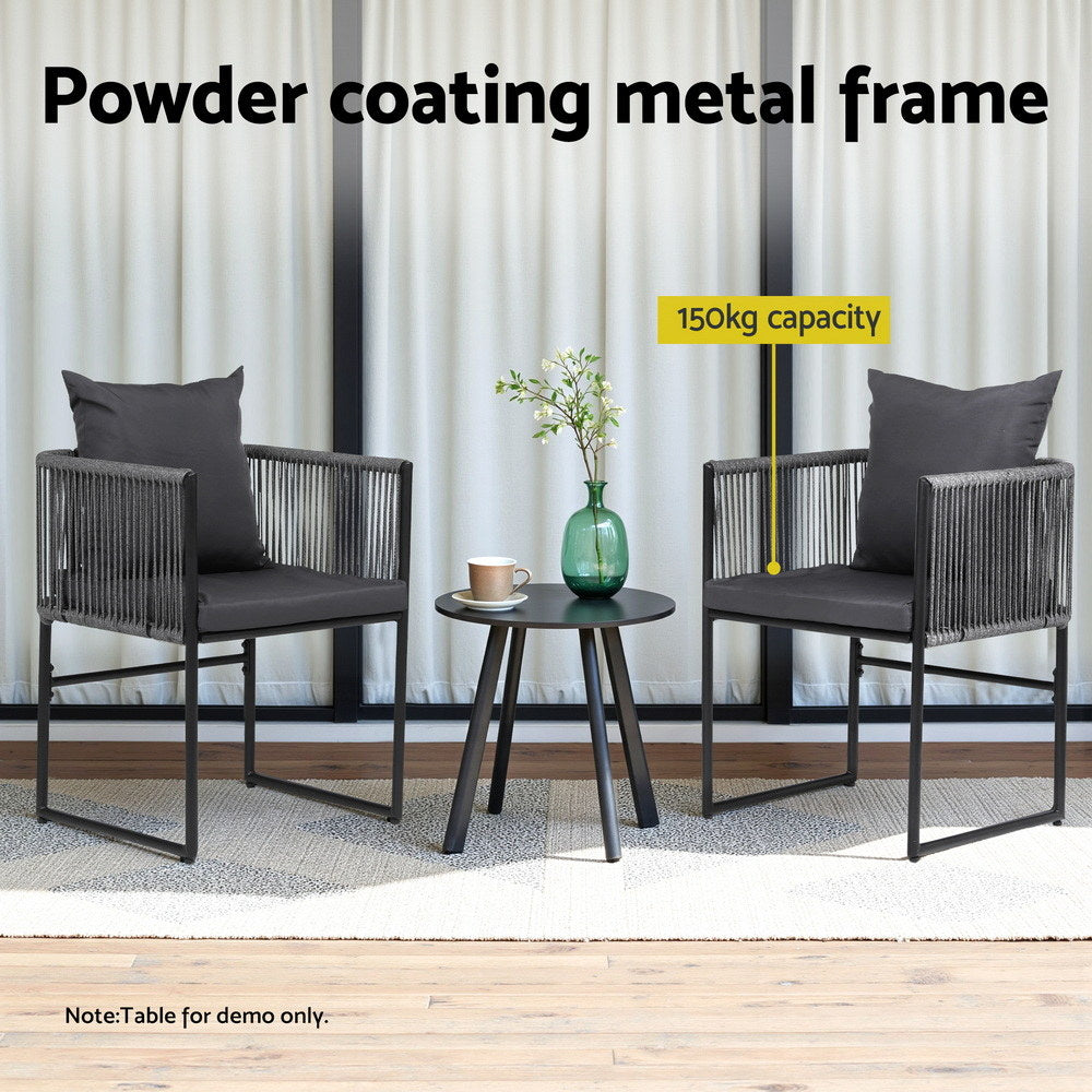 Gardeon 2PC Outdoor Dining Chairs Woven Rope Chair Patio Furniture Garden Steel-Furniture &gt; Outdoor &gt; Outdoor Chairs-PEROZ Accessories