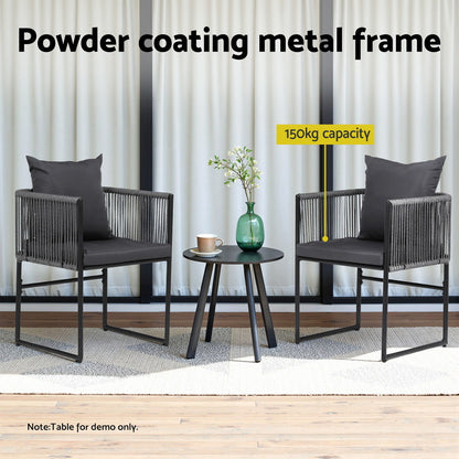 Gardeon 2PC Outdoor Dining Chairs Woven Rope Chair Patio Furniture Garden Steel-Furniture &gt; Outdoor &gt; Outdoor Chairs-PEROZ Accessories