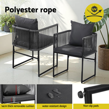Gardeon 2PC Outdoor Dining Chairs Woven Rope Chair Patio Furniture Garden Steel-Furniture &gt; Outdoor &gt; Outdoor Chairs-PEROZ Accessories