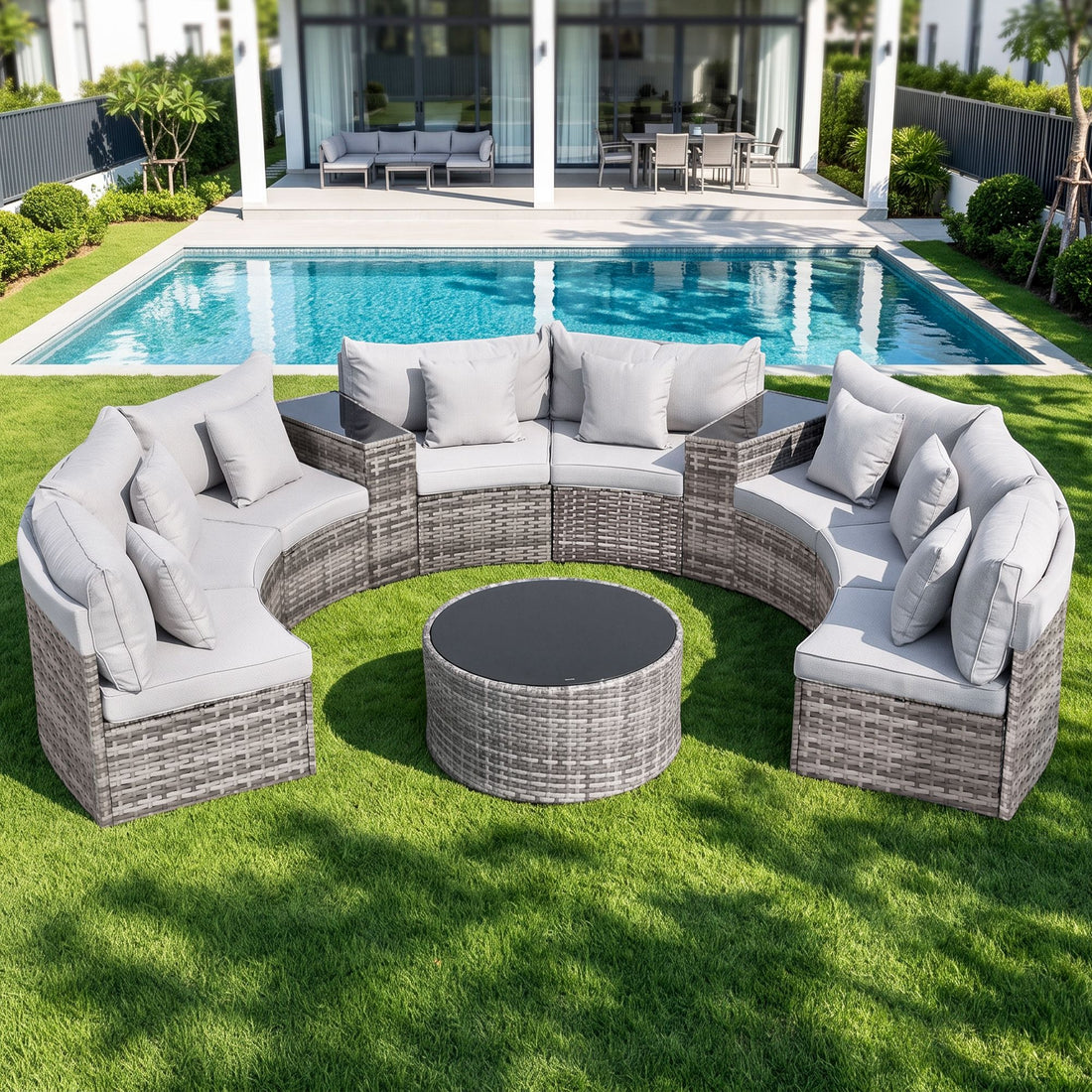 Gardeon 8 Seater Outdoor Sofa Set 11PCS Table Chair Set Garden Rattan Furniture-Furniture > Outdoor > Outdoor Sofas &amp; Lounge Sets-PEROZ Accessories