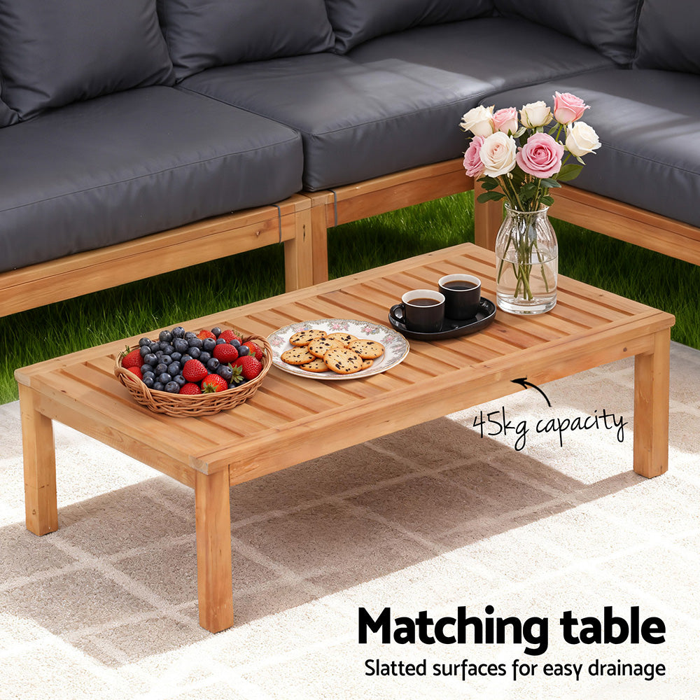 Gardeon 4 Pieces Outdoor Sofa Set 5-Seater Wooden Bench with Built-in Side Table-Furniture > Outdoor > Outdoor Sofas &amp; Lounge Sets-PEROZ Accessories