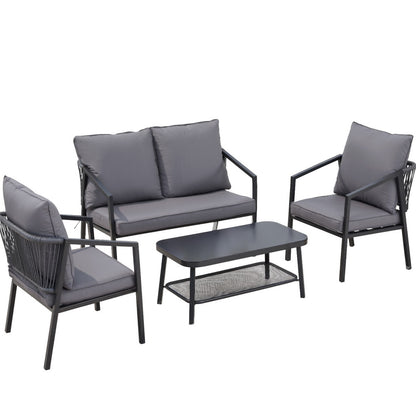 Gardeon 4 Seater Outdoor Sofa Set 4PCS Table Chair Setting Patio Furniture-Furniture &gt; Outdoor &gt; Outdoor Sofas &amp; Lounge Sets-PEROZ Accessories
