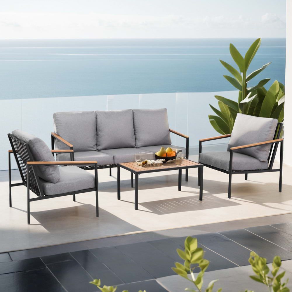 Gardeon 5 Seater Outdoor Sofa Set 4PCS Table Chair Garden Bench Patio Furniture-Furniture > Outdoor > Outdoor Sofas &amp; Lounge Sets-PEROZ Accessories