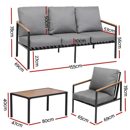 Gardeon 5 Seater Outdoor Sofa Set 4PCS Table Chair Garden Bench Patio Furniture-Furniture &gt; Outdoor &gt; Outdoor Sofas &amp; Lounge Sets-PEROZ Accessories