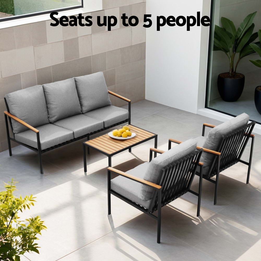 Gardeon 5 Seater Outdoor Sofa Set 4PCS Table Chair Garden Bench Patio Furniture-Furniture &gt; Outdoor &gt; Outdoor Sofas &amp; Lounge Sets-PEROZ Accessories