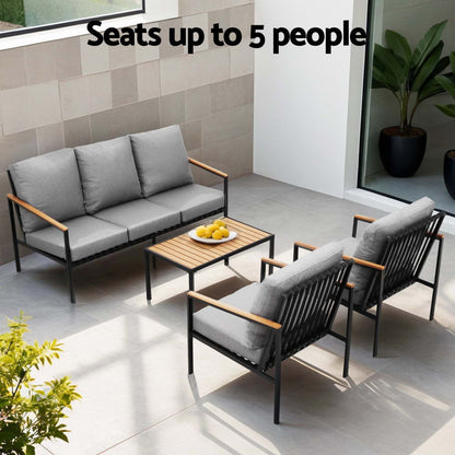 Gardeon 5 Seater Outdoor Sofa Set 4PCS Table Chair Garden Bench Patio Furniture-Furniture &gt; Outdoor &gt; Outdoor Sofas &amp; Lounge Sets-PEROZ Accessories