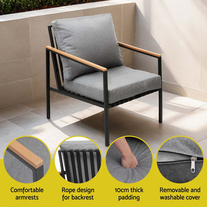 Gardeon 5 Seater Outdoor Sofa Set 4PCS Table Chair Garden Bench Patio Furniture-Furniture &gt; Outdoor &gt; Outdoor Sofas &amp; Lounge Sets-PEROZ Accessories