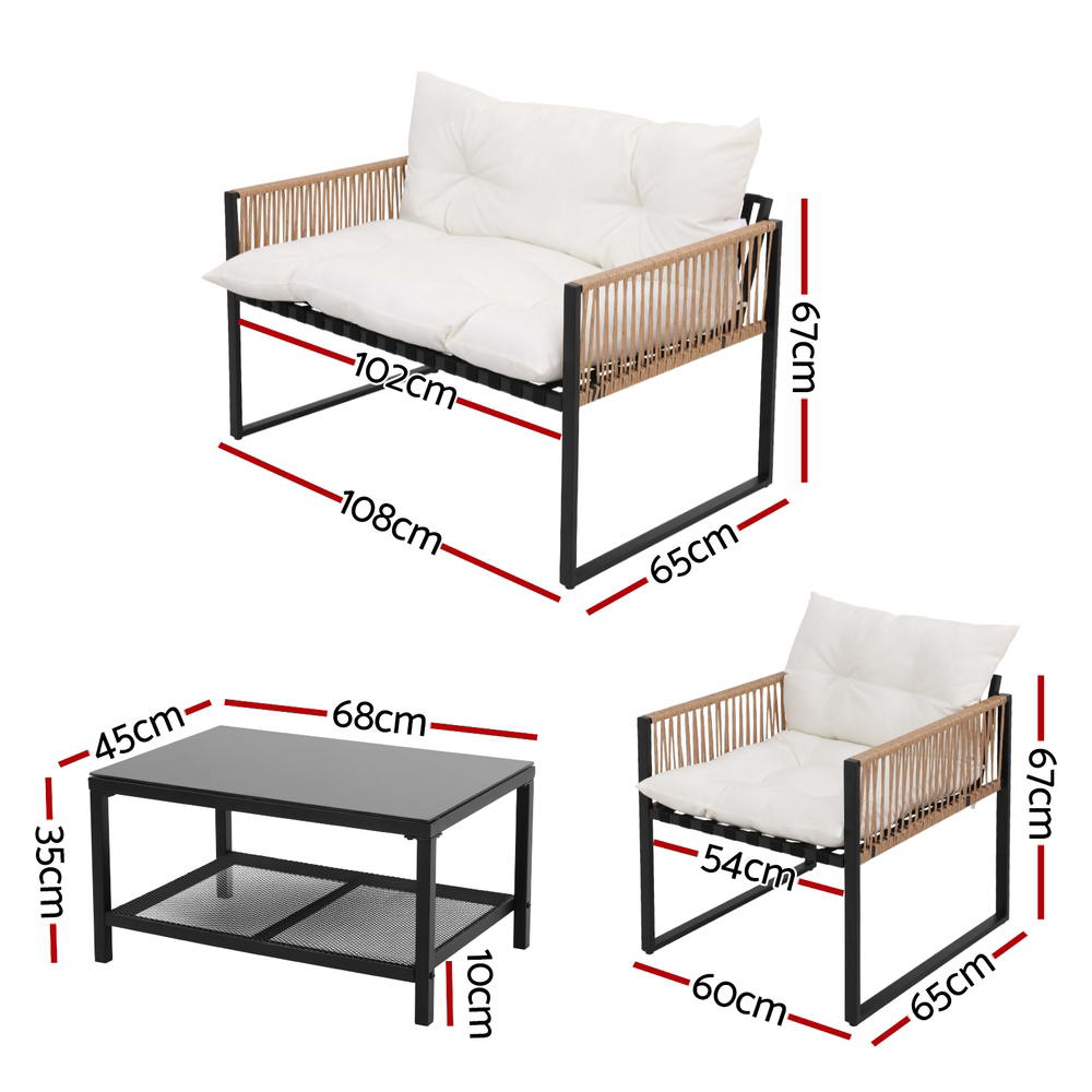 Gardeon 4 Seater Outdoor Sofa Set 4PCS Table Chair Set Garden Patio Furniture-Furniture &gt; Outdoor &gt; Outdoor Sofas &amp; Lounge Sets-PEROZ Accessories