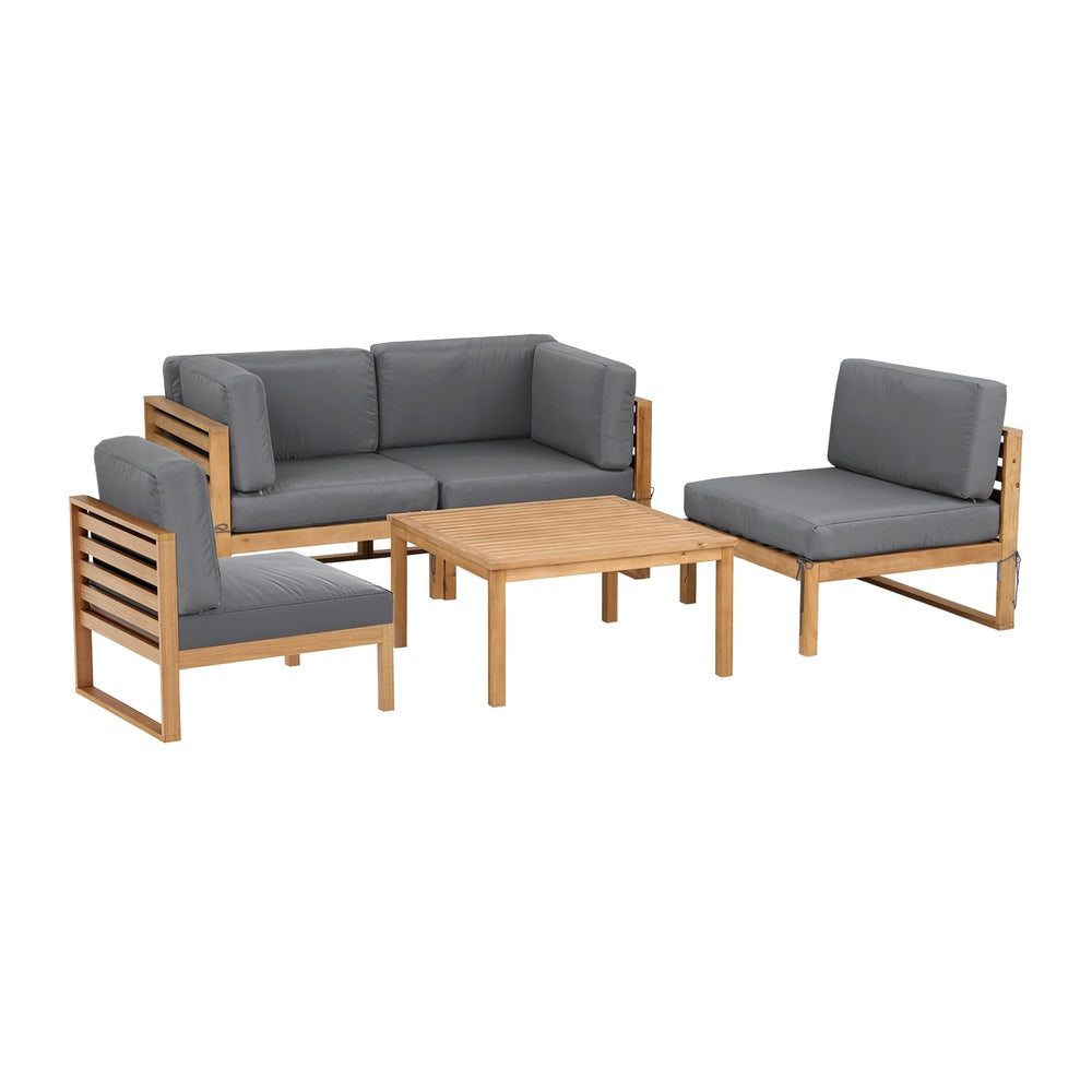 Gardeon 4-Piece Outdoor Sofa Set Wooden Couch Lounge Setting 5PCS-Furniture &gt; Outdoor &gt; Outdoor Sofas &amp; Lounge Sets-PEROZ Accessories