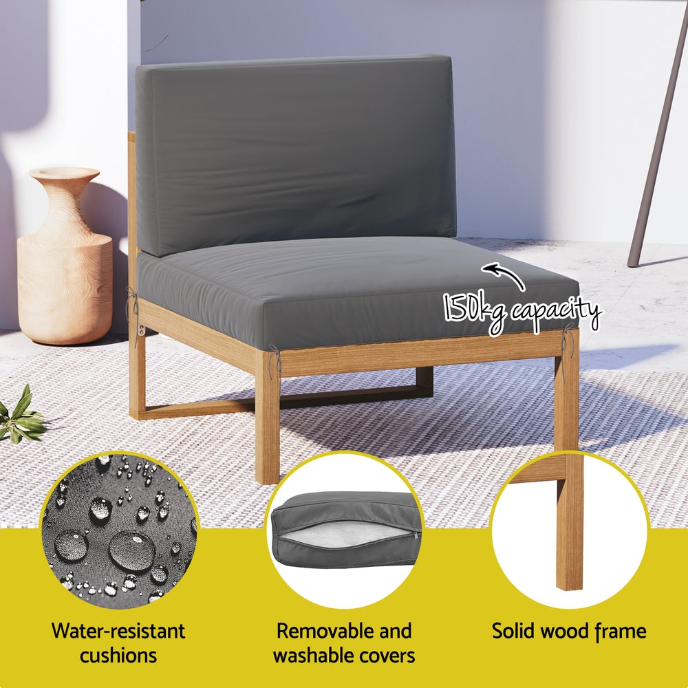 Gardeon 4-Piece Outdoor Sofa Set Wooden Couch Lounge Setting 5PCS-Furniture &gt; Outdoor &gt; Outdoor Sofas &amp; Lounge Sets-PEROZ Accessories