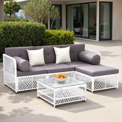 Gardeon 4 Seater Outdoor Sofa Set 5PCS Table Chair Set Garden Patio Furniture-Furniture &gt; Outdoor &gt; Outdoor Sofas &amp; Lounge Sets-PEROZ Accessories