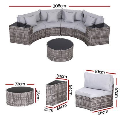 Gardeon 4 Seater Outdoor Sofa Set 7PCS Table Chair Set Garden Rattan Patio Furniture-Furniture &gt; Outdoor &gt; Outdoor Sofas &amp; Lounge Sets-PEROZ Accessories