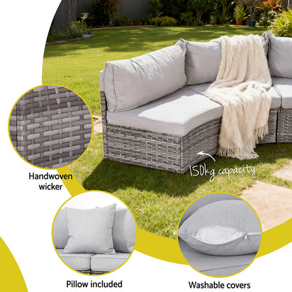 Gardeon 4 Seater Outdoor Sofa Set 7PCS Table Chair Set Garden Rattan Patio Furniture-Furniture &gt; Outdoor &gt; Outdoor Sofas &amp; Lounge Sets-PEROZ Accessories
