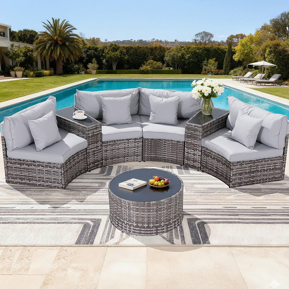 Gardeon 4 Seater Outdoor Sofa Set 7PCS Table Chair Set Garden Rattan Patio Furniture-Furniture &gt; Outdoor &gt; Outdoor Sofas &amp; Lounge Sets-PEROZ Accessories