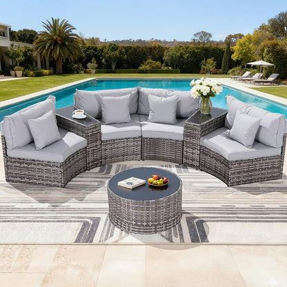 Gardeon 4 Seater Outdoor Sofa Set 7PCS Table Chair Set Garden Rattan Patio Furniture-Furniture &gt; Outdoor &gt; Outdoor Sofas &amp; Lounge Sets-PEROZ Accessories