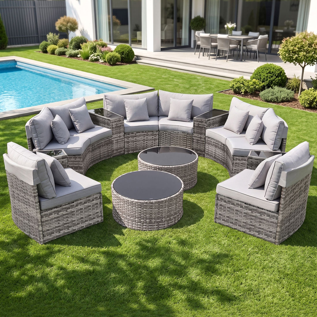 Gardeon 8 Seater Outdoor Sofa Set 14PCS Table Chair Set Rattan Patio Furniture-Furniture > Outdoor > Outdoor Sofas &amp; Lounge Sets-PEROZ Accessories