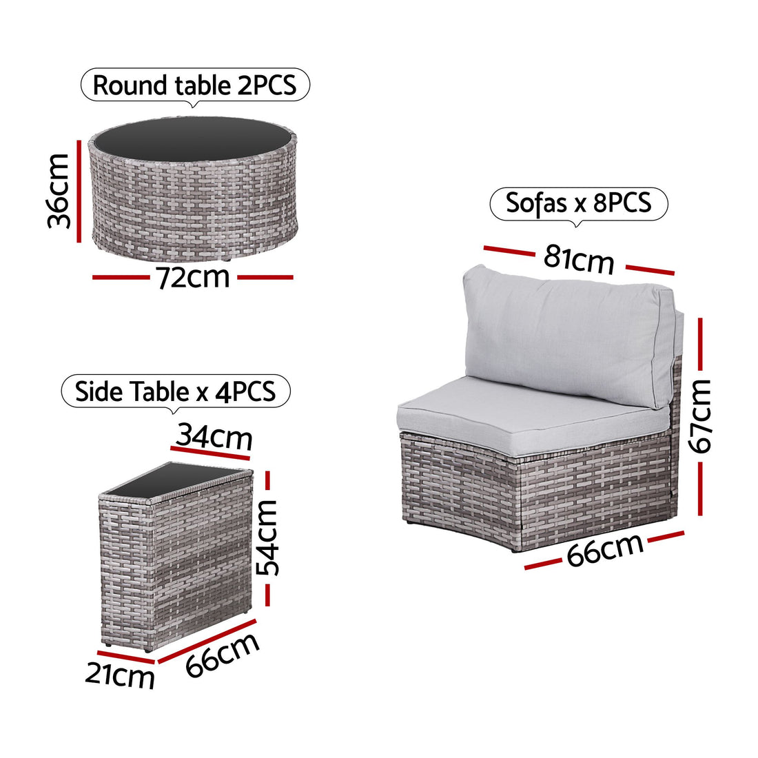 Gardeon 8 Seater Outdoor Sofa Set 14PCS Table Chair Set Rattan Patio Furniture-Furniture > Outdoor > Outdoor Sofas &amp; Lounge Sets-PEROZ Accessories