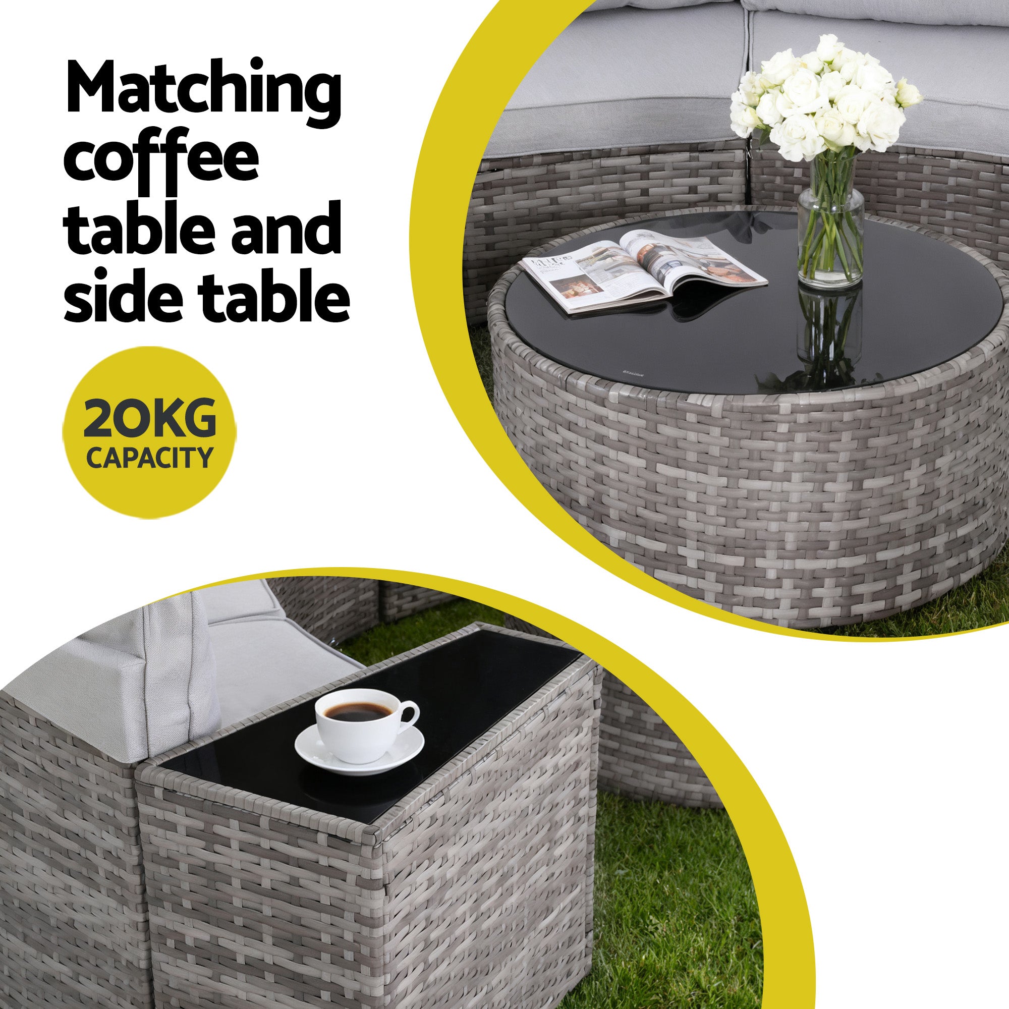 Gardeon 6 Seater Outdoor Sofa Set 9PCS Table Chair Set Garden Rattan Patio Furniture-Furniture > Outdoor > Outdoor Sofas &amp; Lounge Sets-PEROZ Accessories