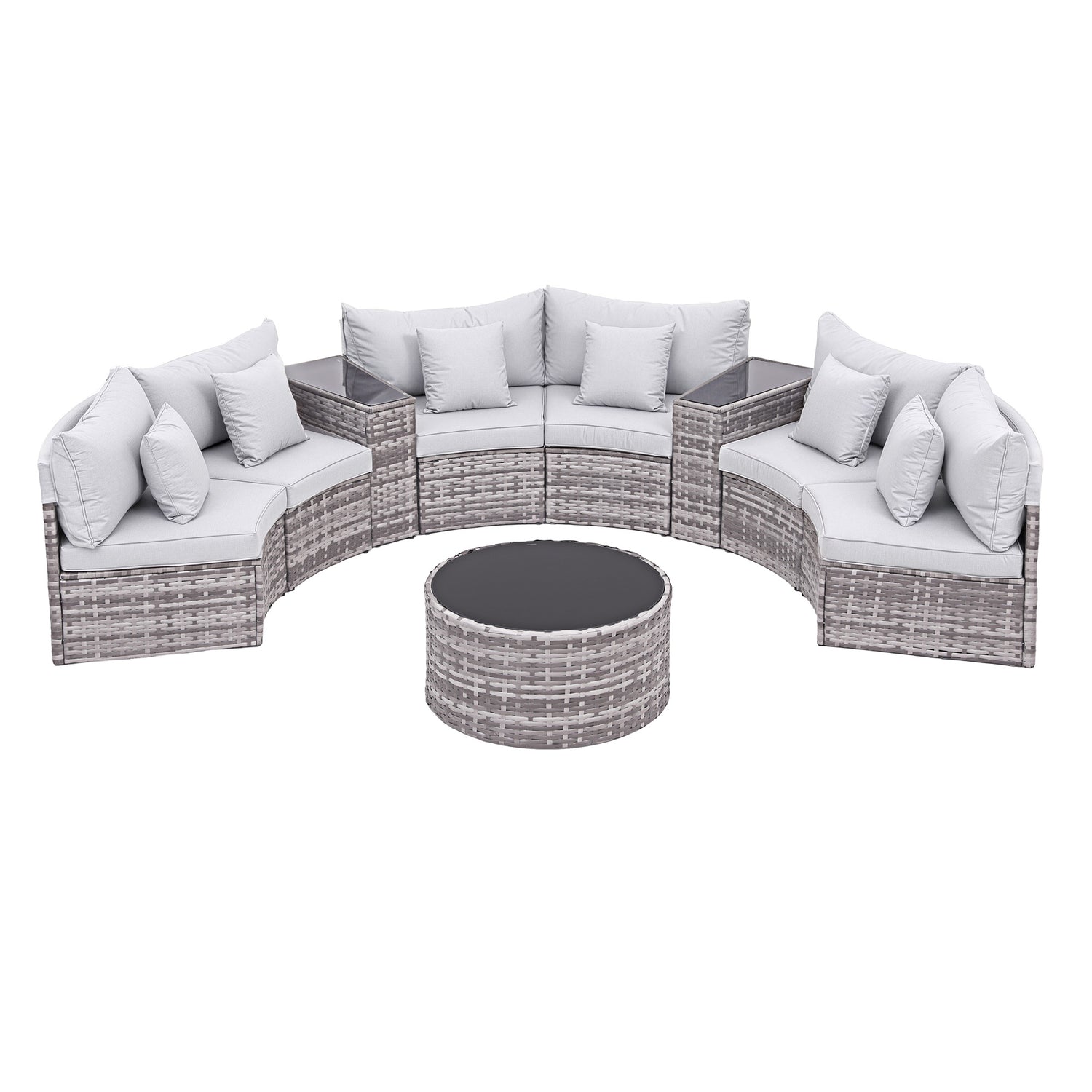 Gardeon 6 Seater Outdoor Sofa Set 9PCS Table Chair Set Garden Rattan Patio Furniture-Furniture > Outdoor > Outdoor Sofas &amp; Lounge Sets-PEROZ Accessories