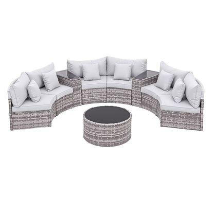 Gardeon 6 Seater Outdoor Sofa Set 9PCS Table Chair Set Garden Rattan Patio Furniture-Furniture > Outdoor > Outdoor Sofas &amp; Lounge Sets-PEROZ Accessories