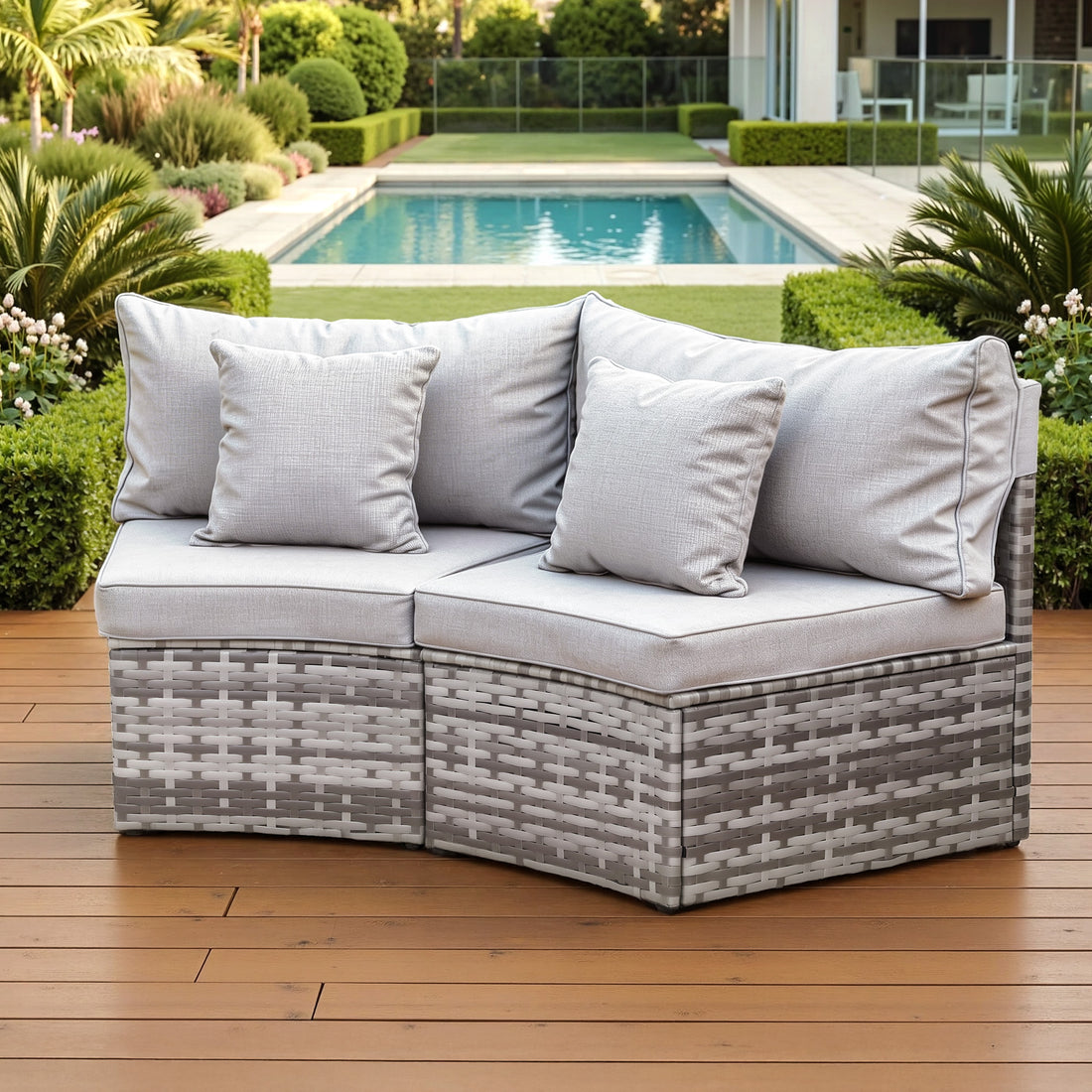 Gardeon 2 PCS Outdoor Sofa Set Rattan Modular Chair Garden Patio Furniture Grey-Furniture > Outdoor > Outdoor Sofas &amp; Lounge Sets-PEROZ Accessories