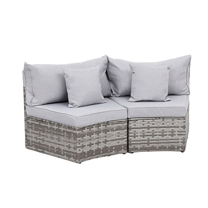 Gardeon 2 PCS Outdoor Sofa Set Rattan Modular Chair Garden Patio Furniture Grey-Furniture > Outdoor > Outdoor Sofas &amp; Lounge Sets-PEROZ Accessories