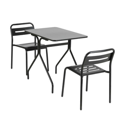 Gardeon 3PC Outdoor Bistro Set Patio Furniture Steel Table and Chairs Black-Furniture &gt; Outdoor &gt; Outdoor Dining Sets-PEROZ Accessories