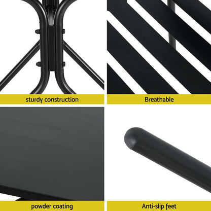 Gardeon 3PC Outdoor Bistro Set Patio Furniture Steel Table and Chairs Black-Furniture &gt; Outdoor &gt; Outdoor Dining Sets-PEROZ Accessories