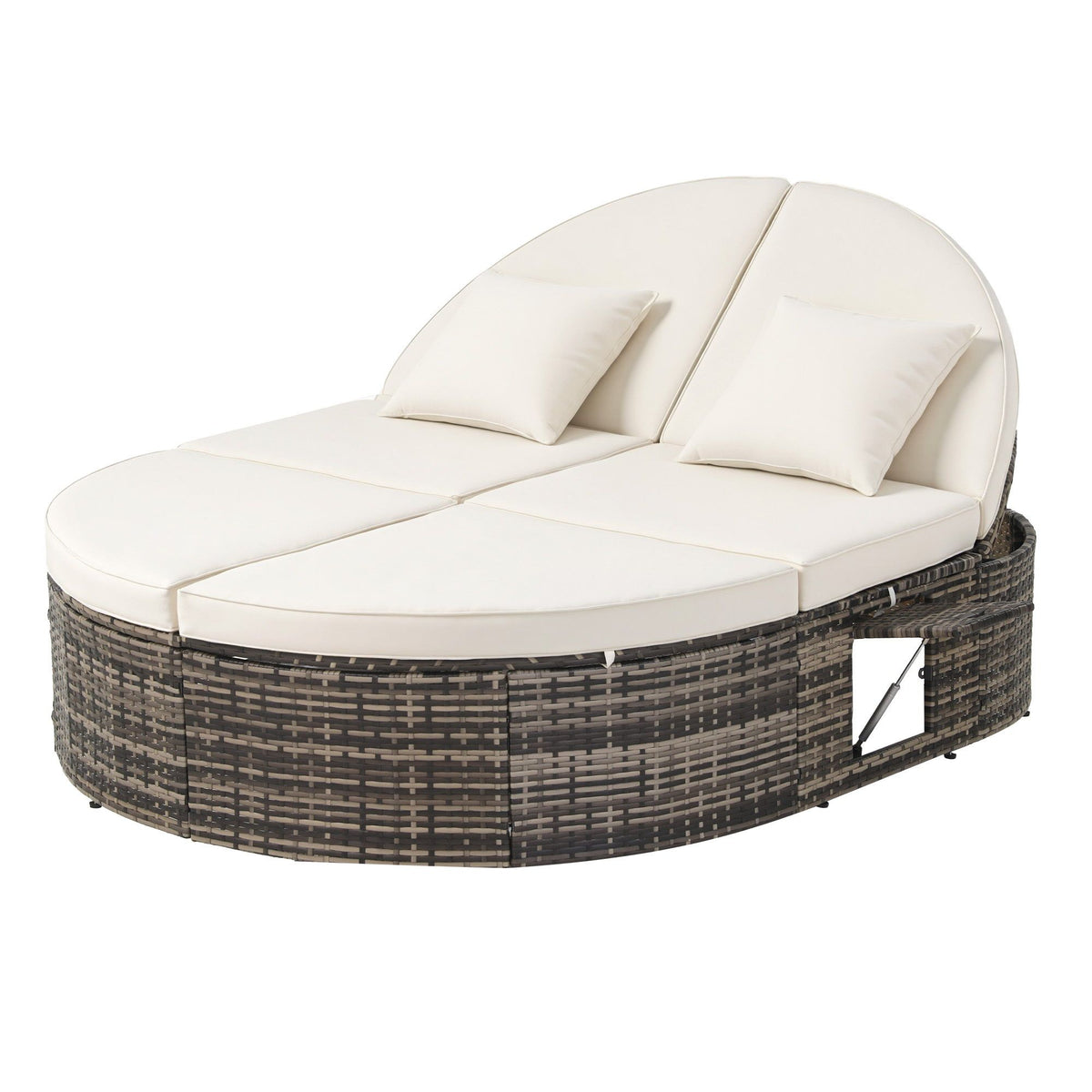 Gardeon Outdoor Day Bed Sun Lounge Setting Wicker Lounger Patio Furniture w/ Retractable Side Tray