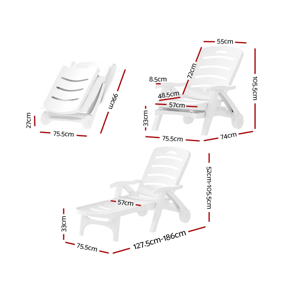 Gardeon Sun Lounger Folding Chaise Lounge Chair Wheels Patio Outdoor Furniture-Furniture &gt; Outdoor-PEROZ Accessories