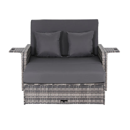 Gardeon Outdoor Day Bed Sun Lounge Setting Wicker Lounger Patio Furniture Grey-Furniture &gt; Sofas &gt; Sofas &amp; Sofa Beds-PEROZ Accessories