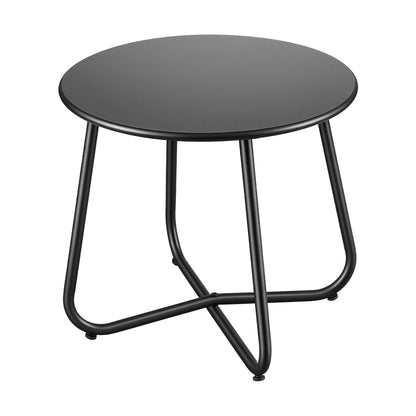 Gardeon Outdoor Side Table Steel Frame for Patio Balcony Garden Black-Furniture > Living Room > Side Tables-PEROZ Accessories