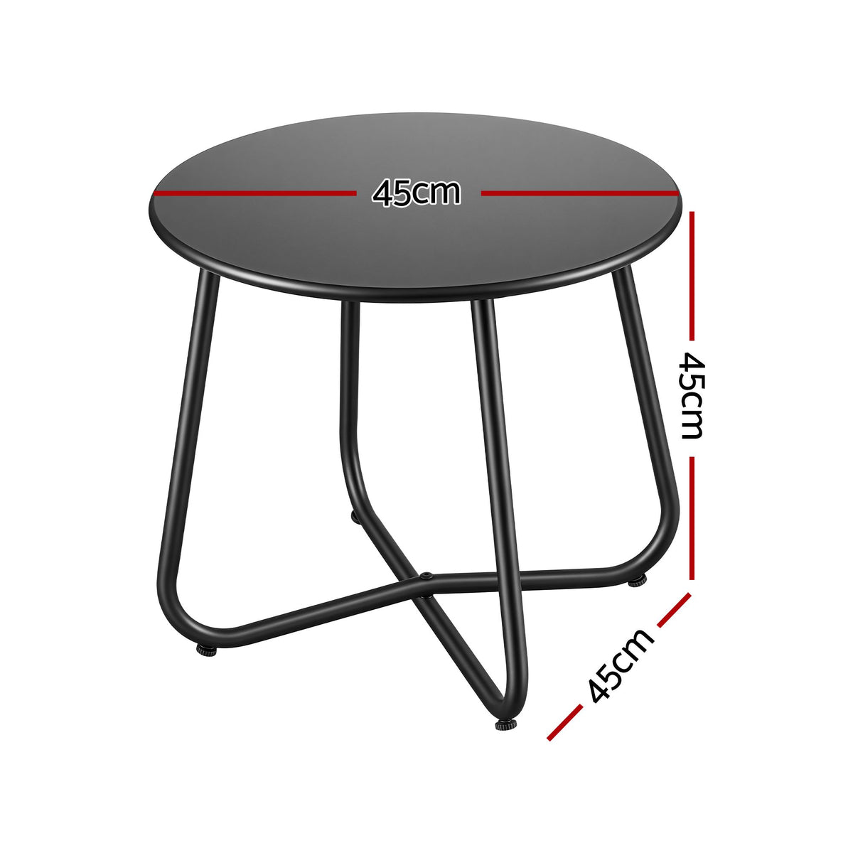 Gardeon Outdoor Side Table Steel Frame for Patio Balcony Garden Black-Furniture > Living Room > Side Tables-PEROZ Accessories