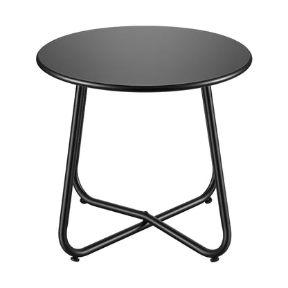 Gardeon Outdoor Side Table Steel Frame for Patio Balcony Garden Black-Furniture > Living Room > Side Tables-PEROZ Accessories
