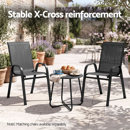 Gardeon Outdoor Side Table Steel Frame for Patio Balcony Garden Black-Furniture > Living Room > Side Tables-PEROZ Accessories