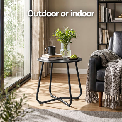 Gardeon Outdoor Side Table Steel Frame for Patio Balcony Garden Black-Furniture > Living Room > Side Tables-PEROZ Accessories