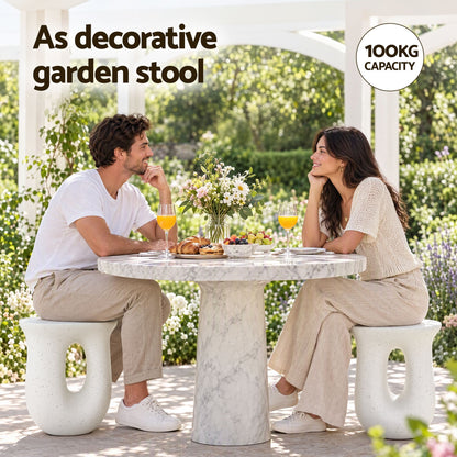 Gardeon Outdoor Side Table MGO Arch Cutout Garden Stool Stone Look White-Furniture > Living Room > Side Tables-PEROZ Accessories