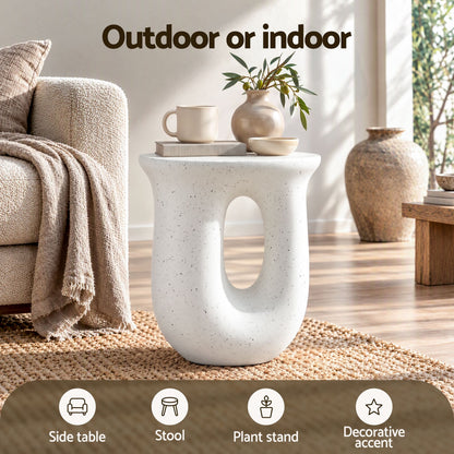 Gardeon Outdoor Side Table MGO Arch Cutout Garden Stool Stone Look White-Furniture > Living Room > Side Tables-PEROZ Accessories