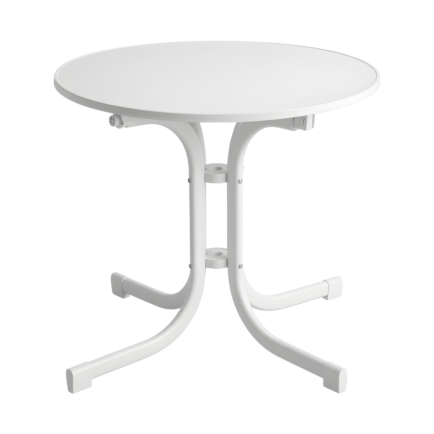 Gardeon Outdoor Side Table 80cm Folding Steel Round Bistro Desk Cafe Patio Furniture White