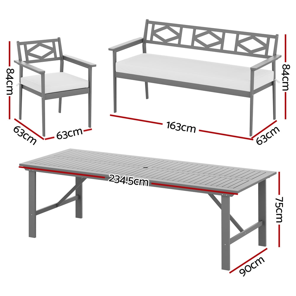 Gardeon Outdoor Dining Set 5 Piece Wooden Table Chairs Setting Grey-Outdoor Dining Sets-PEROZ Accessories