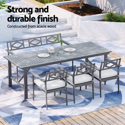 Gardeon Outdoor Dining Set 5 Piece Wooden Table Chairs Setting Grey-Outdoor Dining Sets-PEROZ Accessories